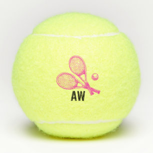 Tennis Theme Pink Girly Monogrammed Name  Tennis B Balls