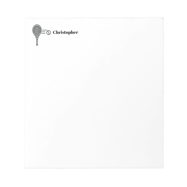 Tennis Theme Sport Monogrammed Name Notepad (Front)