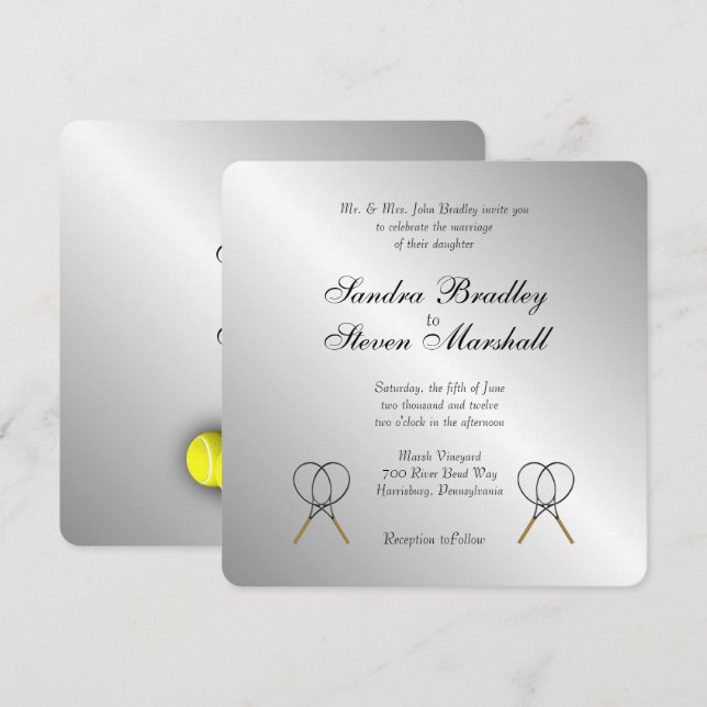 Tennis Theme Sports Wedding Invitations (Front/Back)