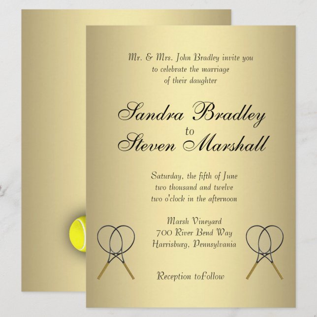 Tennis Theme Wedding Invitations (Front/Back)
