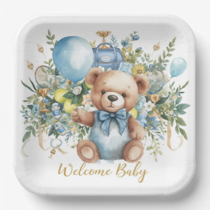 Tennis themed Baby Shower for Baby Boy Party  Paper Plate