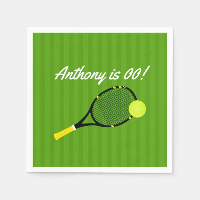 Tennis themed Birthday Party personalized Napkin (Front)