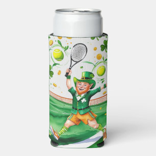 Tennis themed for St. Patrick's Day  Seltzer Can Cooler