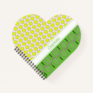 Tennis themed pattern custom name notebook
