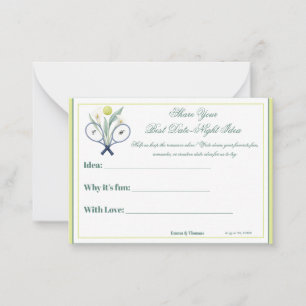 Tennis Themed Tenniscore Romantic Date-Night Idea Card