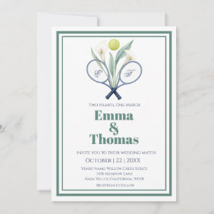Tennis Themed Tenniscore Wedding  Calla Lilies Invitation