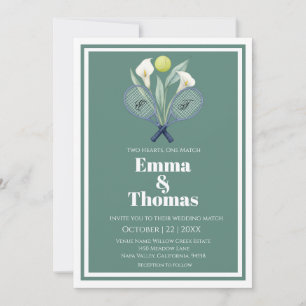 Tennis Themed Tenniscore Wedding Calla Lilies Invitation
