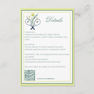 Tennis Themed Tenniscore Wedding Green Lime Color Enclosure Card