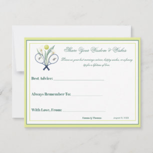 Tennis Themed Tenniscore Wedding Green Lime Colour Advice Card
