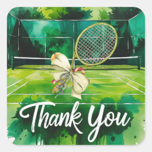 Tennis themed thank you for Christmas Gift Square Sticker