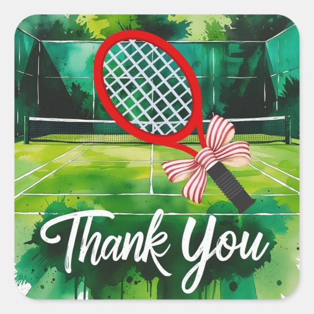 Tennis themed thank you for Christmas Gift Square Sticker (Front)