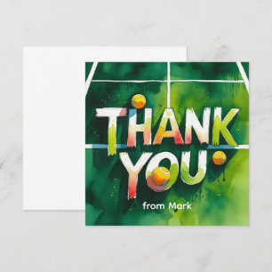 Tennis themed watercolor style thank you card