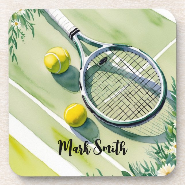 Tennis Themed with ball and racket  Coaster (Front)