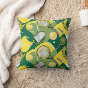 Tennis Themed with ball and racket  Throw Pillow