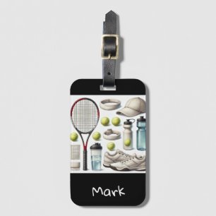 Tennis themed with name Luggage Tag 