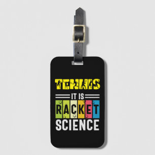 Tennis  This is racket science on black background Luggage Tag