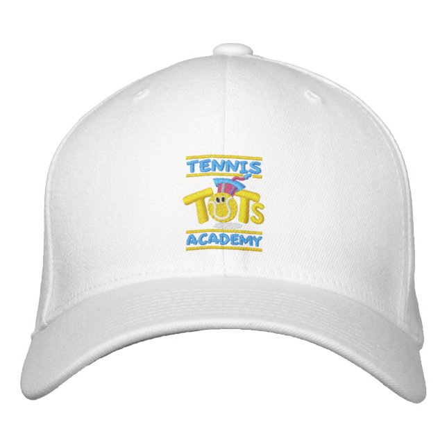 Tennis Tots Academy stacked logo,name,web site Embroidered Hat (Front)