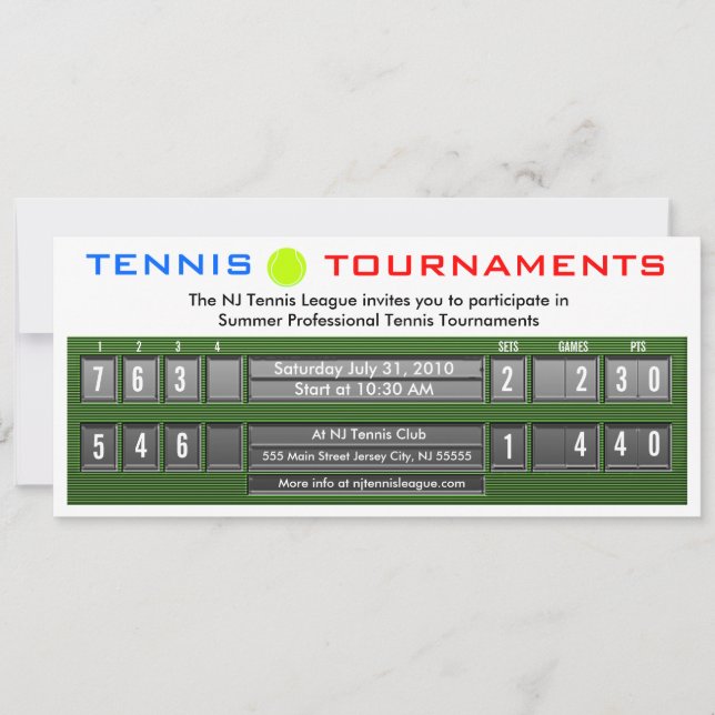 Tennis Tournaments Scoreboard Invitation 3 (Front)
