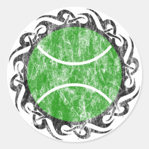 tennis. tribal. classic round sticker