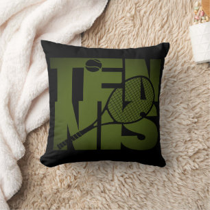 Tennis Typography Throw Pillow