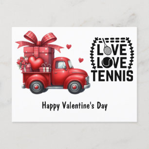 Tennis Valentine's Day with Hearts Love Holiday Postcard