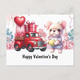 Tennis Valentine's Day with Hearts Love Holiday Postcard