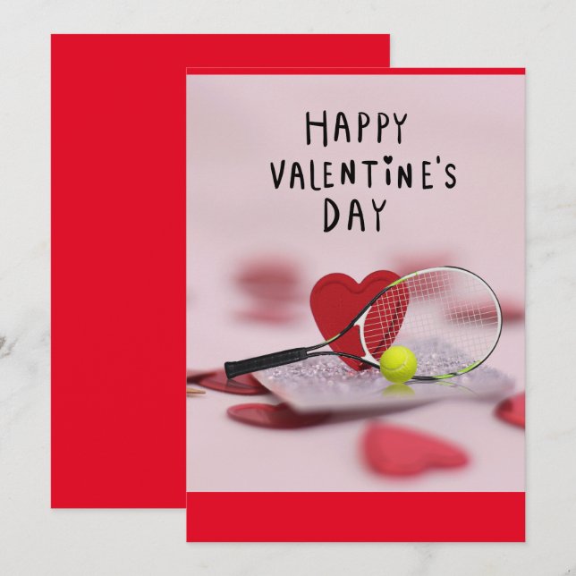 Tennis Valentine's Day with LOVE for Player red Ho Holiday Card (Front/Back)