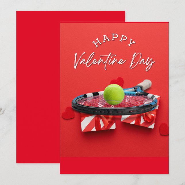 Tennis Valentine's Day with LOVE for Player red Ho Holiday Card (Front/Back)