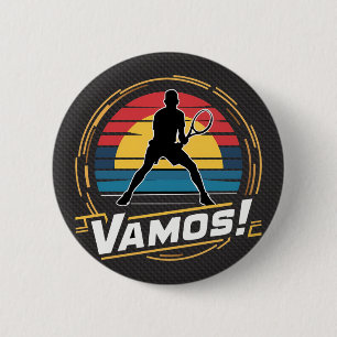 Tennis - vamos player retro sunset style 2 inch round button
