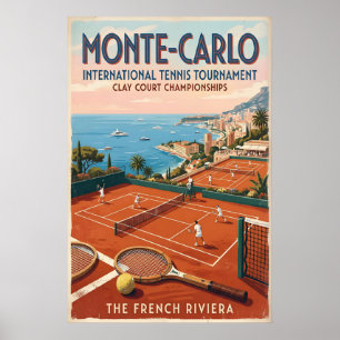 Tennis Wall Art Monte Carlo Clay Court - Vintage