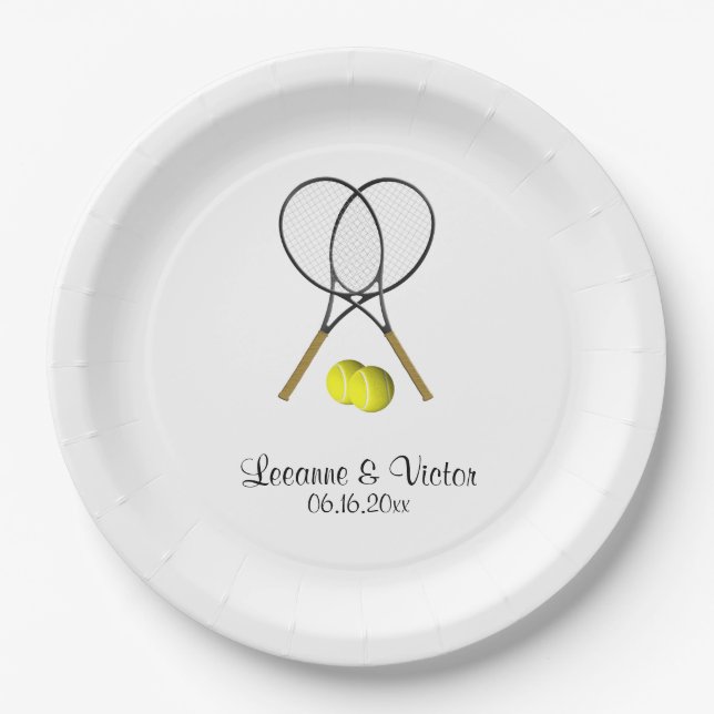 Tennis Wedding Personalized Paper Plate (Front)