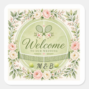 Tennis Wedding  Square Sticker