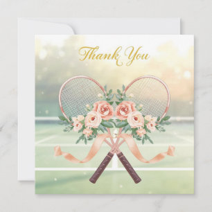 Tennis Wedding Thank You Card with Floral Rackets