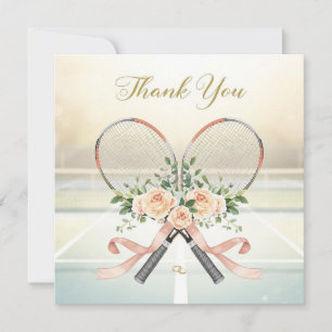 Tennis Wedding Thank You Card with Floral Rackets