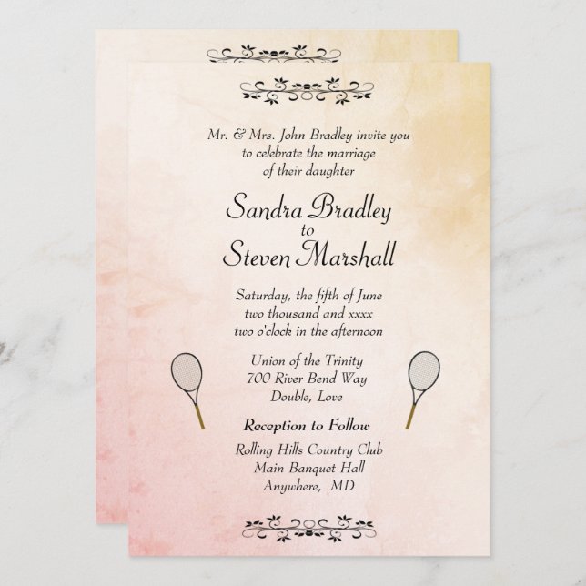 Tennis Wedding Theme Invitations (Front/Back)