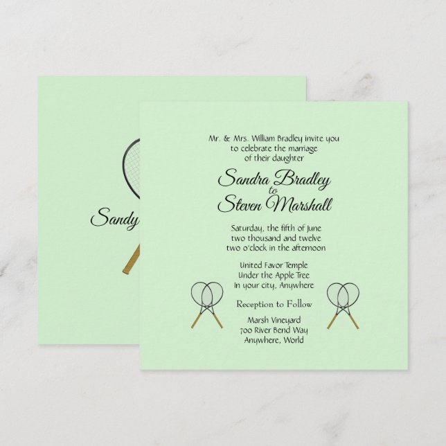 Tennis Wedding Theme Invitations (Front/Back)