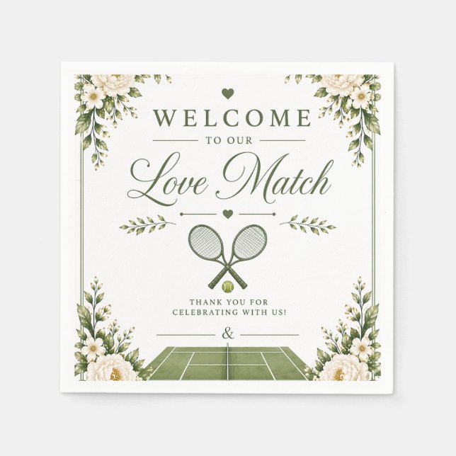 Tennis Wedding Welcome Napkin (Front)