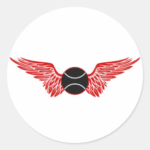 tennis. winged. classic round sticker