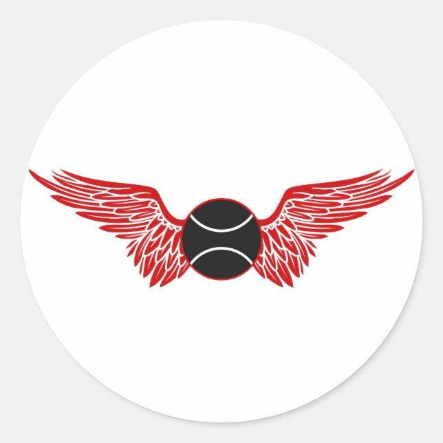 tennis. winged. classic round sticker (Front)