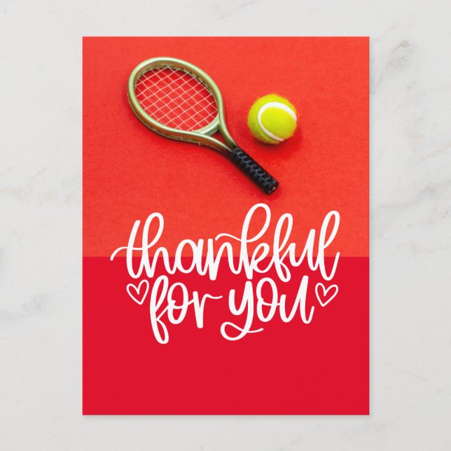 Tennis with racket and balls on red for Player Postcard (Front)