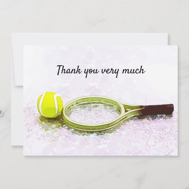 Tennis with racket  thank you very much player card (Front)
