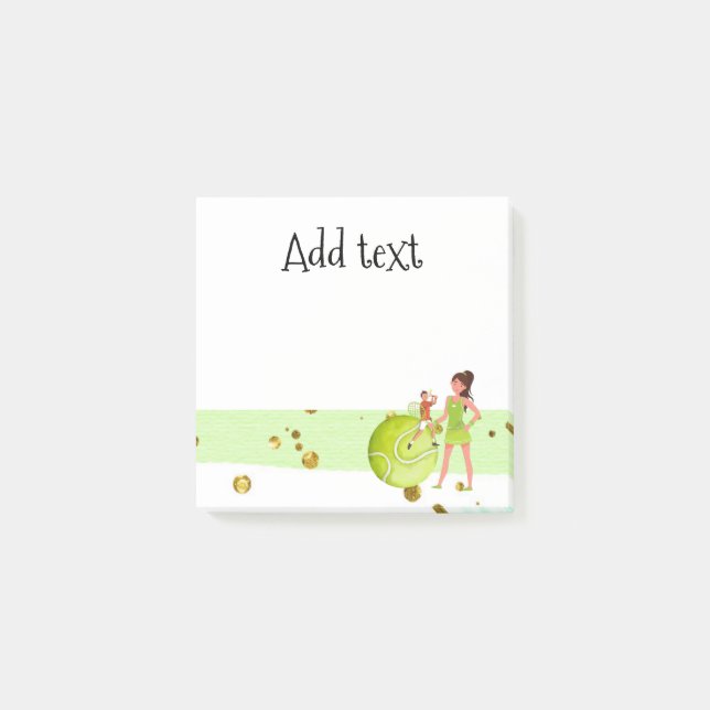 Tennis Woman Player holds racket and ball    Post-it Notes (Front)