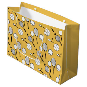 Tennis yellow rackets and balls large gift bag