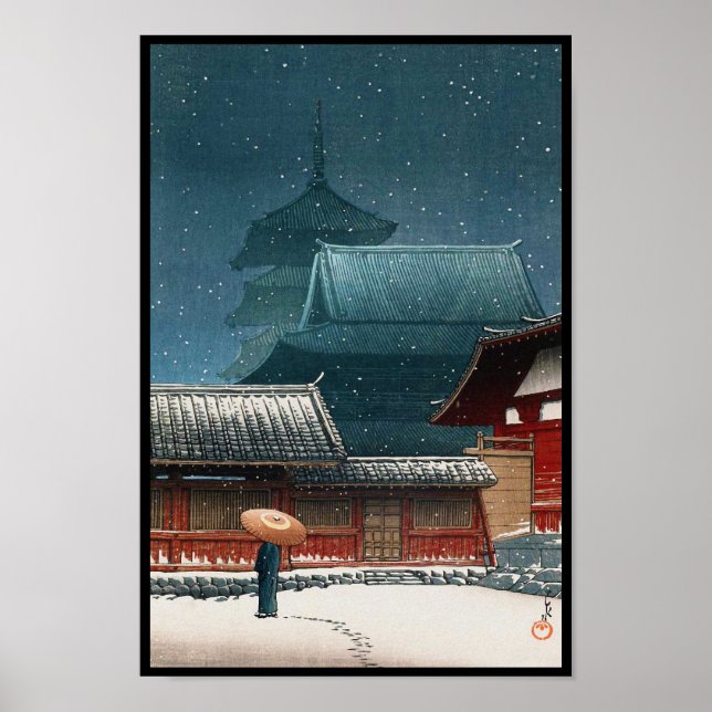 Tennô-ji Temple in Osaka hasui kawase shin hanga Poster (Front)