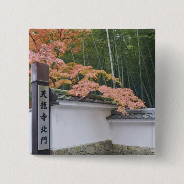 Tenryuji Temple North Gate 2 Inch Square Button (Front)