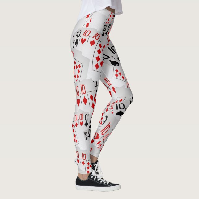 Tens, Poker Cards, Number, Pattern, Ladies Legging (Right)