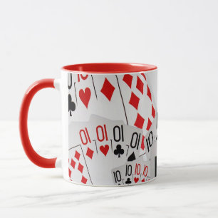 Tens, Poker Cards, Red Combo Coffee Mug