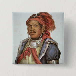 Tenskwatawa (1775-1836) (colour litho) 2 inch square button
