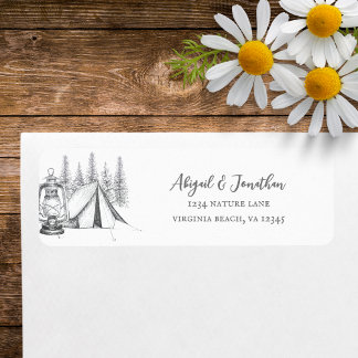Tent and Lantern Camping Sketch Wedding Address