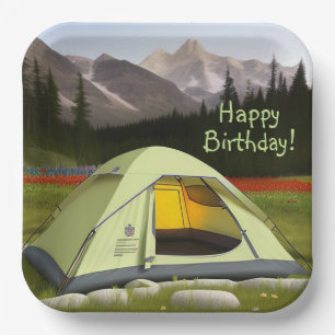 Tent Camping Birthday Paper Plate
